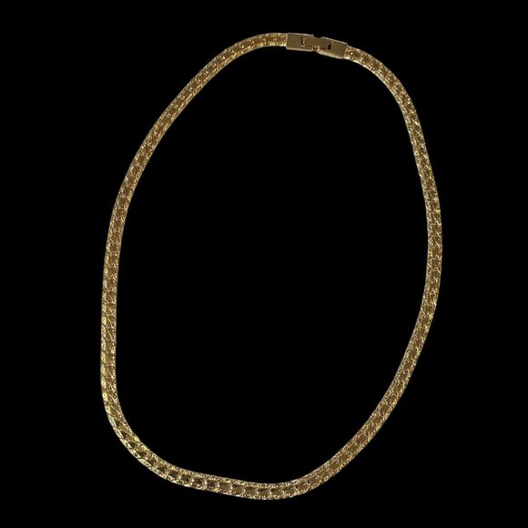 VTG Gold Plated Flat Chain Necklace 18 Inches Classic 5 mm Gift For Her - Picture 1 of 11